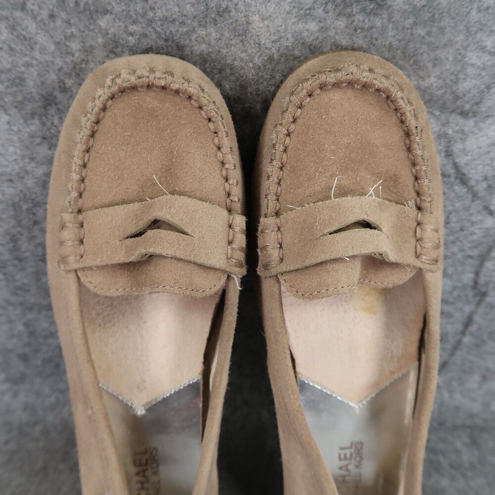 Michael Kors Shoes Womens 6.5 Loafer Leather Moccasin Slip On Fashion Career Tan - Picture 7 of 14